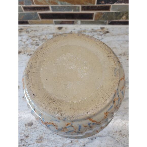 Vintage Spongeware Bowl, Cap Paneled Farmhouse Kitchen - Picture 3 of 5